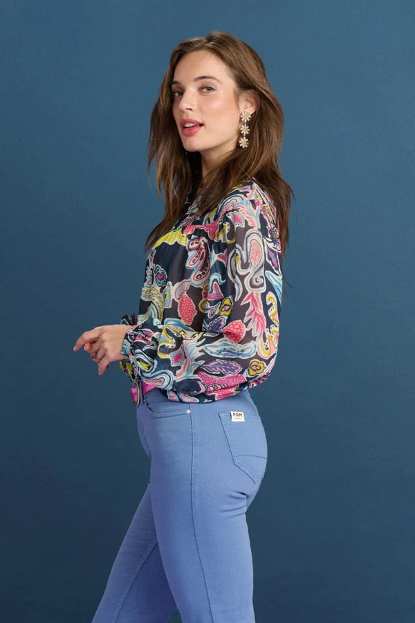 pom blouse full glow deep blue