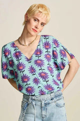 pom georgie flower top aqua