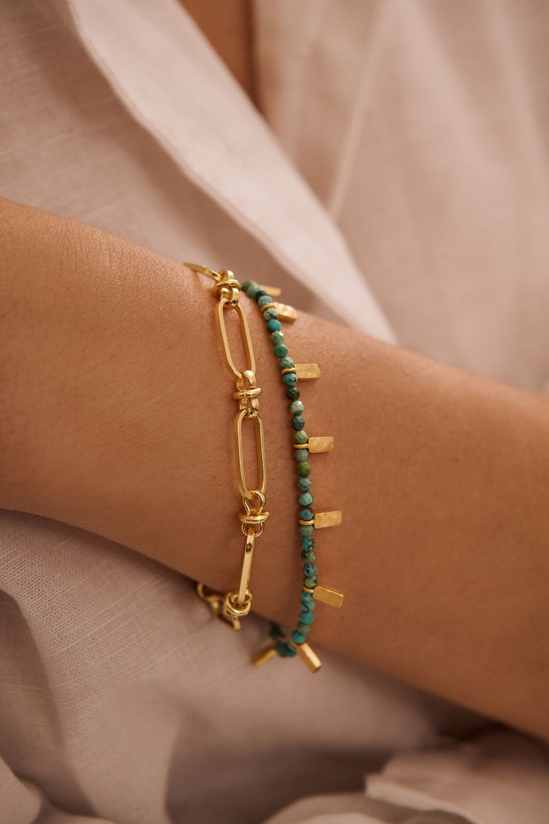 murkani turquoise bracelet 18kt yellow gold plate GMYB04