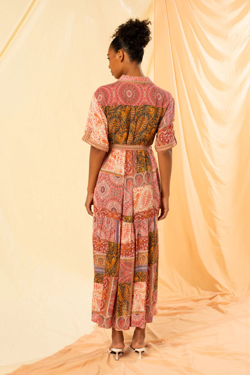 kachel sophia tiered maxi shirt dress multicolour 575KA001
