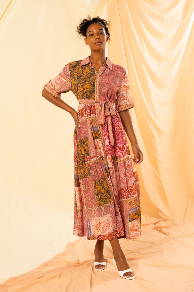kachel sophia tiered maxi shirt dress multicolour 575KA001