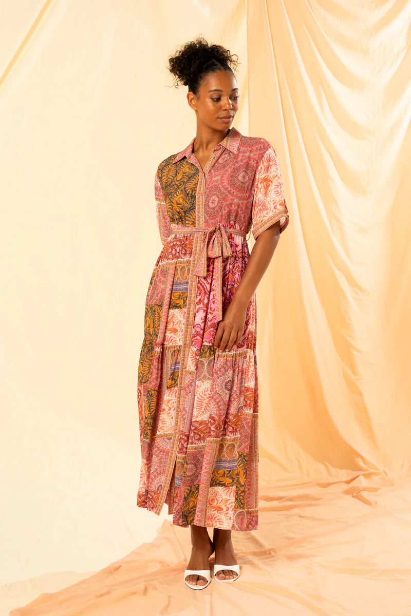 kachel sophia tiered maxi shirt dress multicolour 575KA001