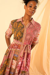 kachel sophia tiered maxi shirt dress multicolour 575KA001