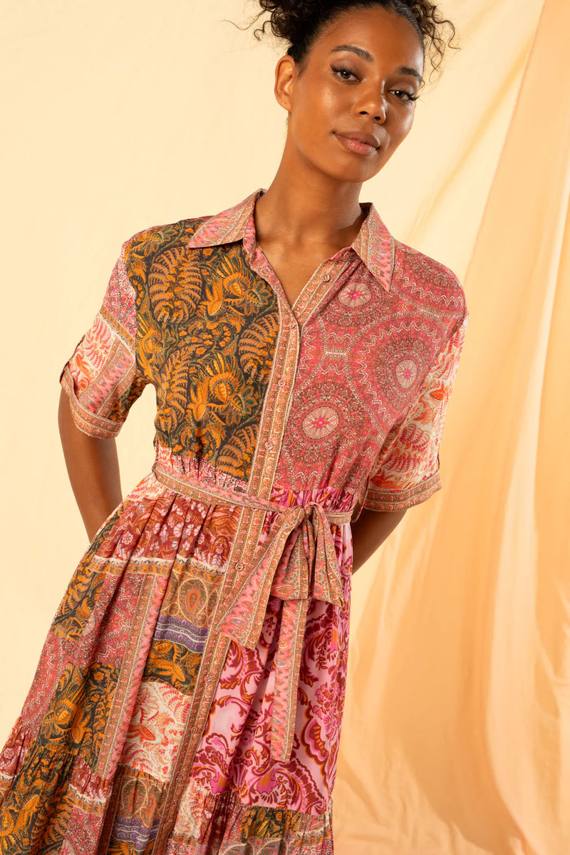 kachel sophia tiered maxi shirt dress multicolour 575KA001