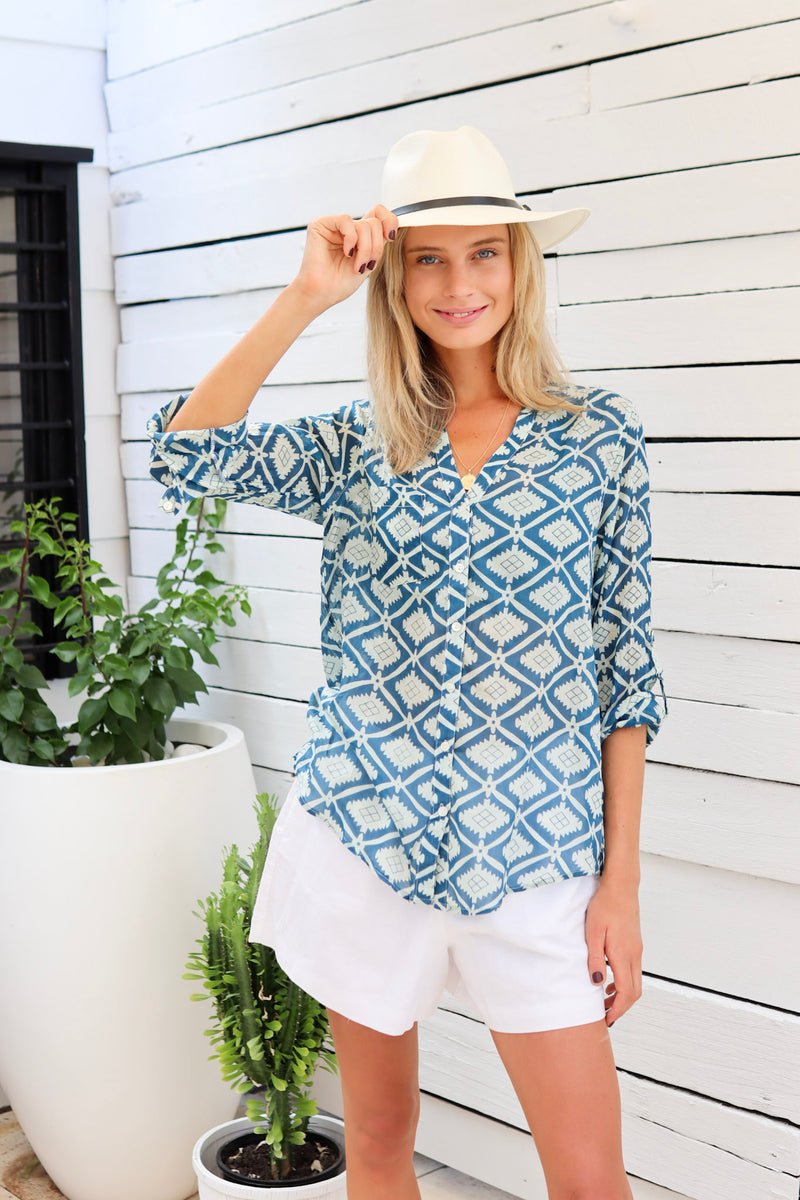 ivy & isabel - caprice shirt - adriatic