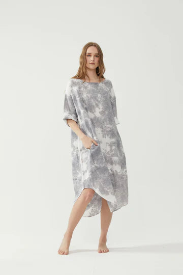 kiitos tulip dress grey tie-dye