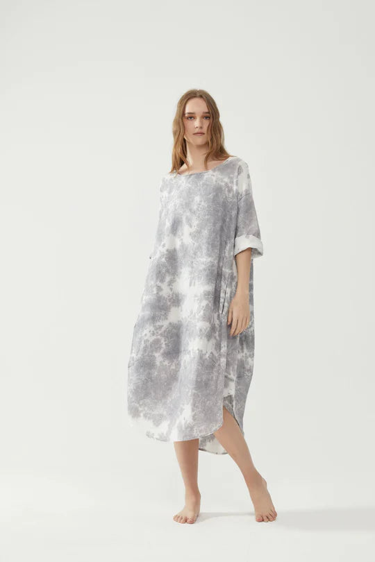 kiitos tulip dress grey tie-dye