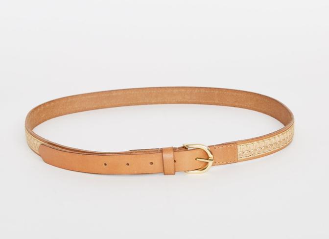 caravan & co bobby leather belt tan with gold detail