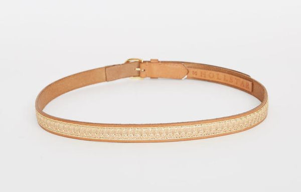 caravan & co bobby leather belt tan with gold detail