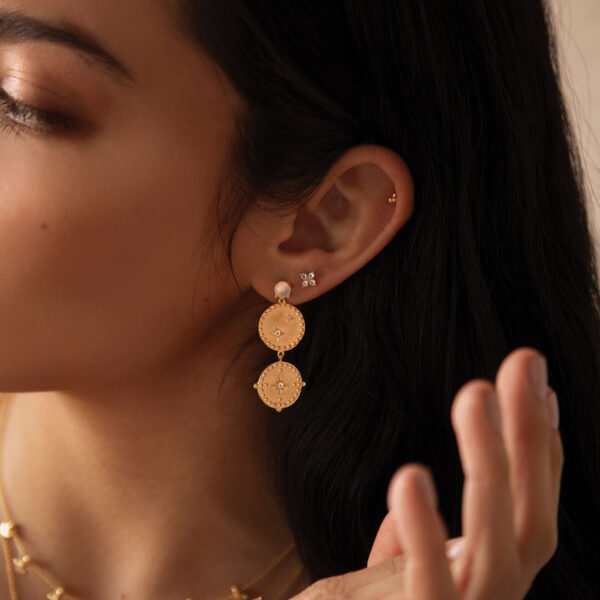 murkani into the light double disc earrings gold
