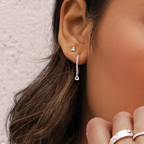 murkani petite silver tear drop hoops white topaz earrings