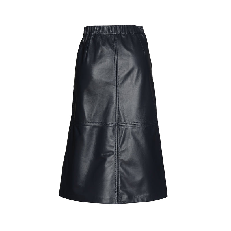 raw by raw jet black gaia leather skirt