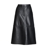 raw by raw jet black gaia leather skirt