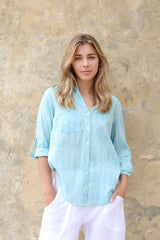 ivy & isabel caprice shirt aqua pinstripe