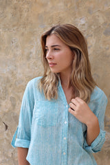 ivy & isabel caprice shirt aqua pinstripe