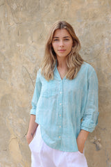 ivy & isabel caprice shirt aqua pinstripe