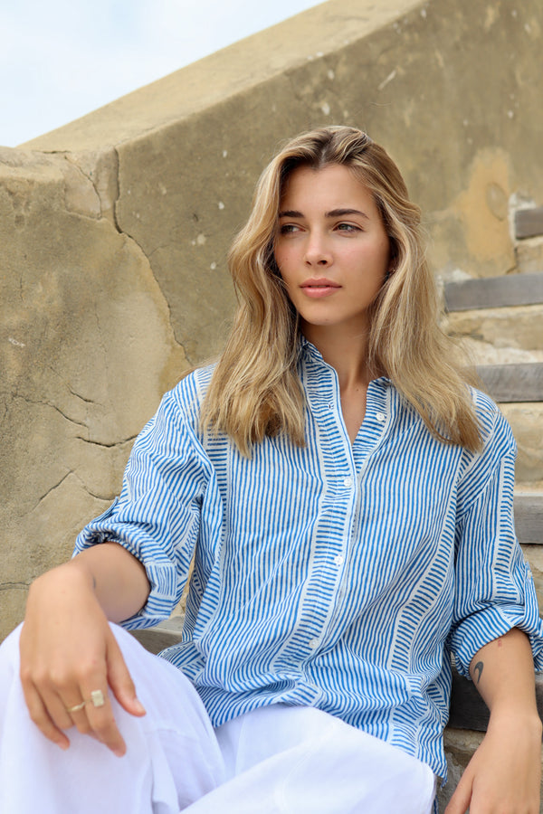 ivy & isabel franki shirt blue stripe