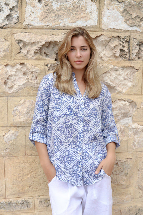 ivy & isabel caprice shirt como blue print