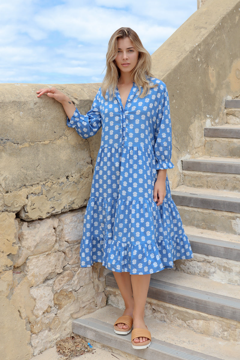 ivy & isabel claudia dress lotus blue print