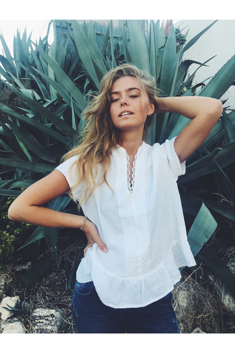 sofie top white linen