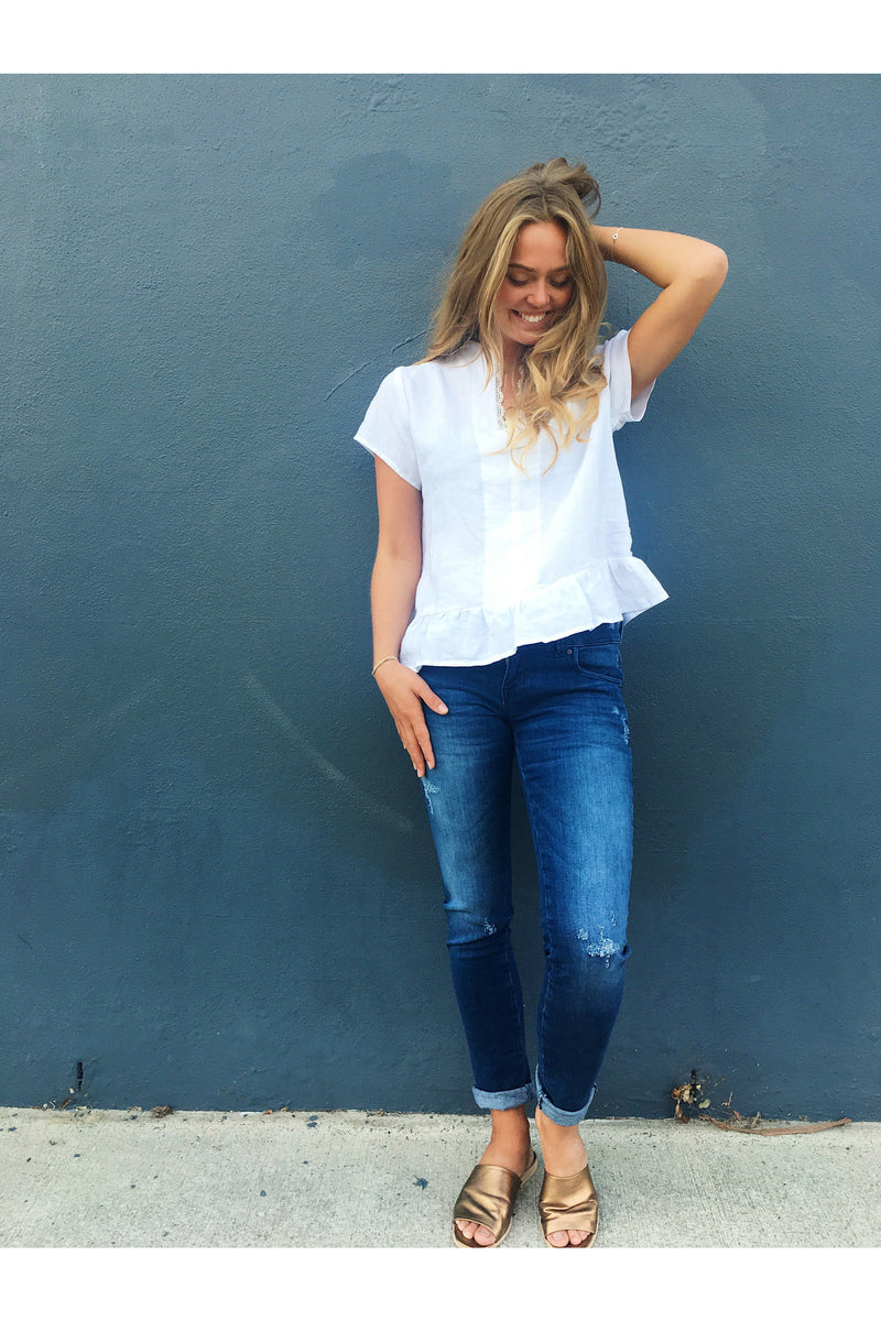 sofie top white linen