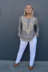 maria linen pants white and black