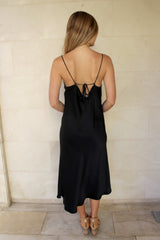 ivy & isabel abbi silk satin dress black