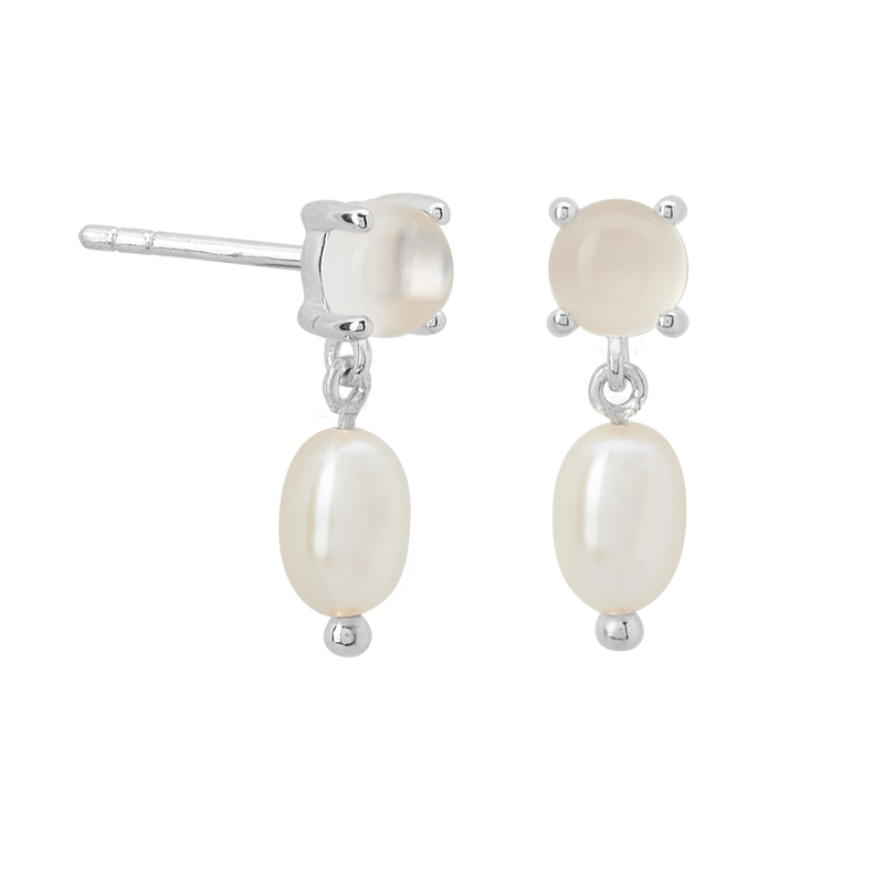 murkani into the light silver small pearl earrings silver