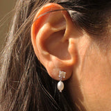 murkani into the light silver small pearl earrings silver MKILSE01
