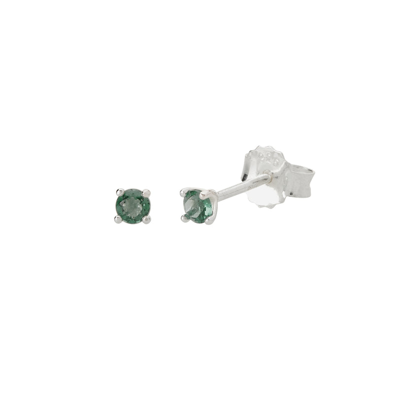 murkani 3mm studs green quartz silver