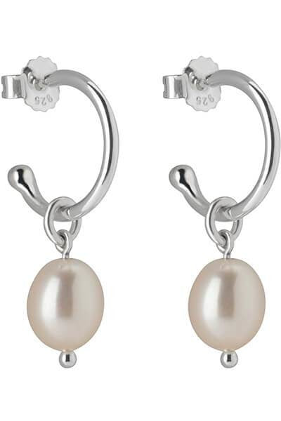 murkani petite pearl hoop earrings silver MKMPSE31