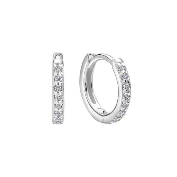 murkani 13mm silver huggies white topaz silver