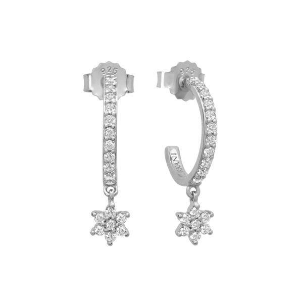 murkani petite star drop hoop earrings silver