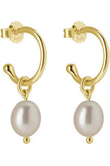murkani pearl drop hoops petites earrings 18kt yellow gold plate MKMPYE33
