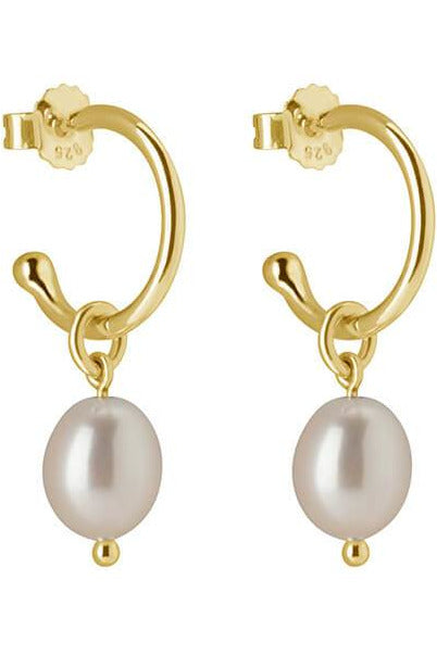murkani pearl drop hoops petites earrings 18kt yellow gold plate MKMPYE33