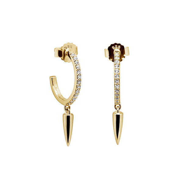 murkani petites white topaz dagger hoops gold