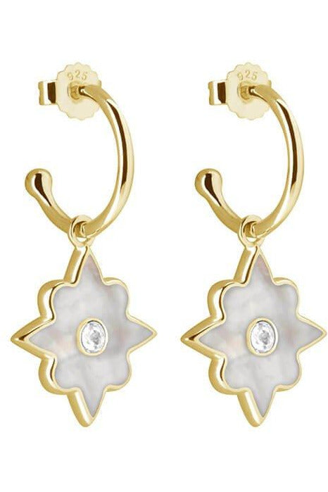murkani temple moon small hoop earrings with mother of pearl gold