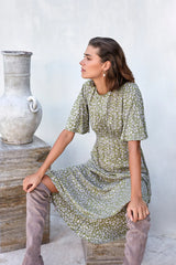 lilya newton dress peridot green print