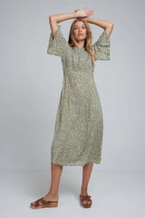 lilya newton dress peridot green print