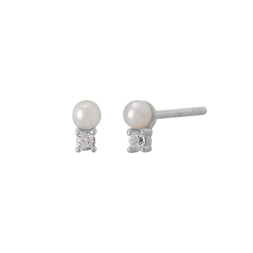 murkani pearl with white topaz studs silver MPSE142