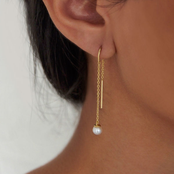 murkani riviera pearl thread earrings gold