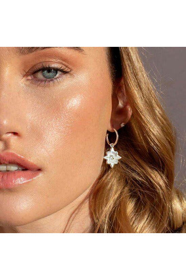 murkani temple moon small hoop earrings with mother of pearl silver