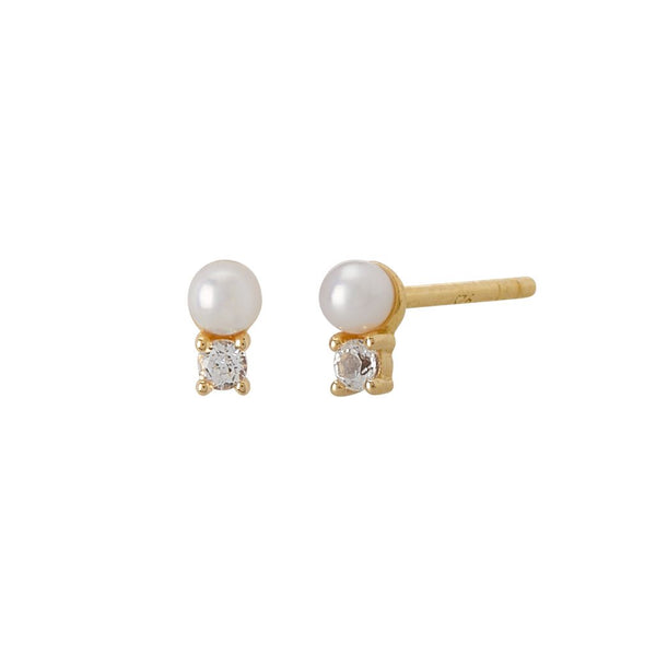 murkani pearl with white topaz studs gold