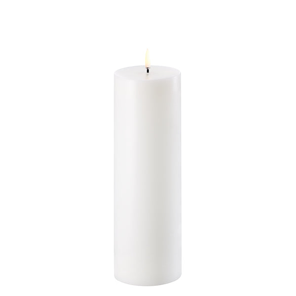 uyuni lighting 7.3 x 22 cm single wick pillar white nordic candle
