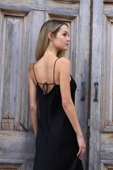 ivy & isabel abbi silk satin dress black