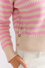 alessandra Lolly musketeers cotton sweater in lolly pink