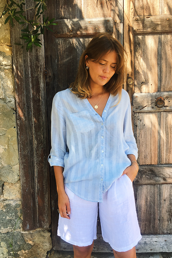 ivy & isabel - caprice shirt pale - blue stripe