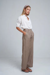 lilya day linen pant chocolate brown