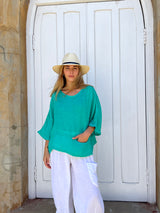 haris cotton bls-4003 gauze blouse island green
