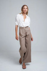 lilya day linen pant chocolate brown